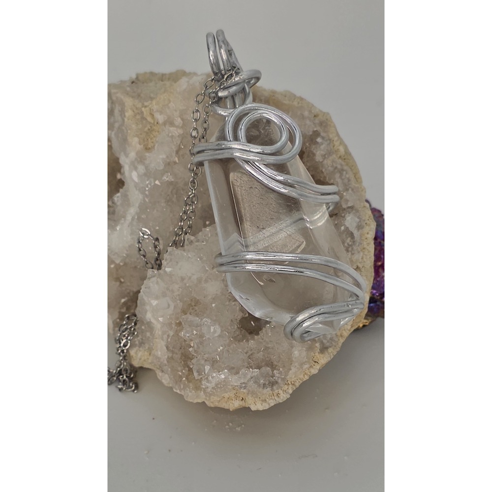 Wire-Wrapped Clear Quartz Pendant